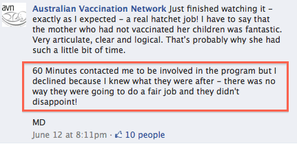 Meryl Dorey comment on facebook