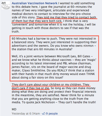 Conspiracy rant - Meryl Dorey