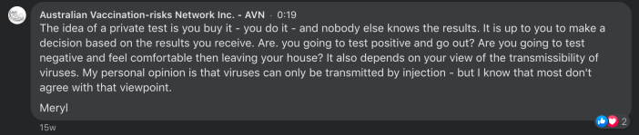 Meryl Dorey: viruses only transmitted by injection